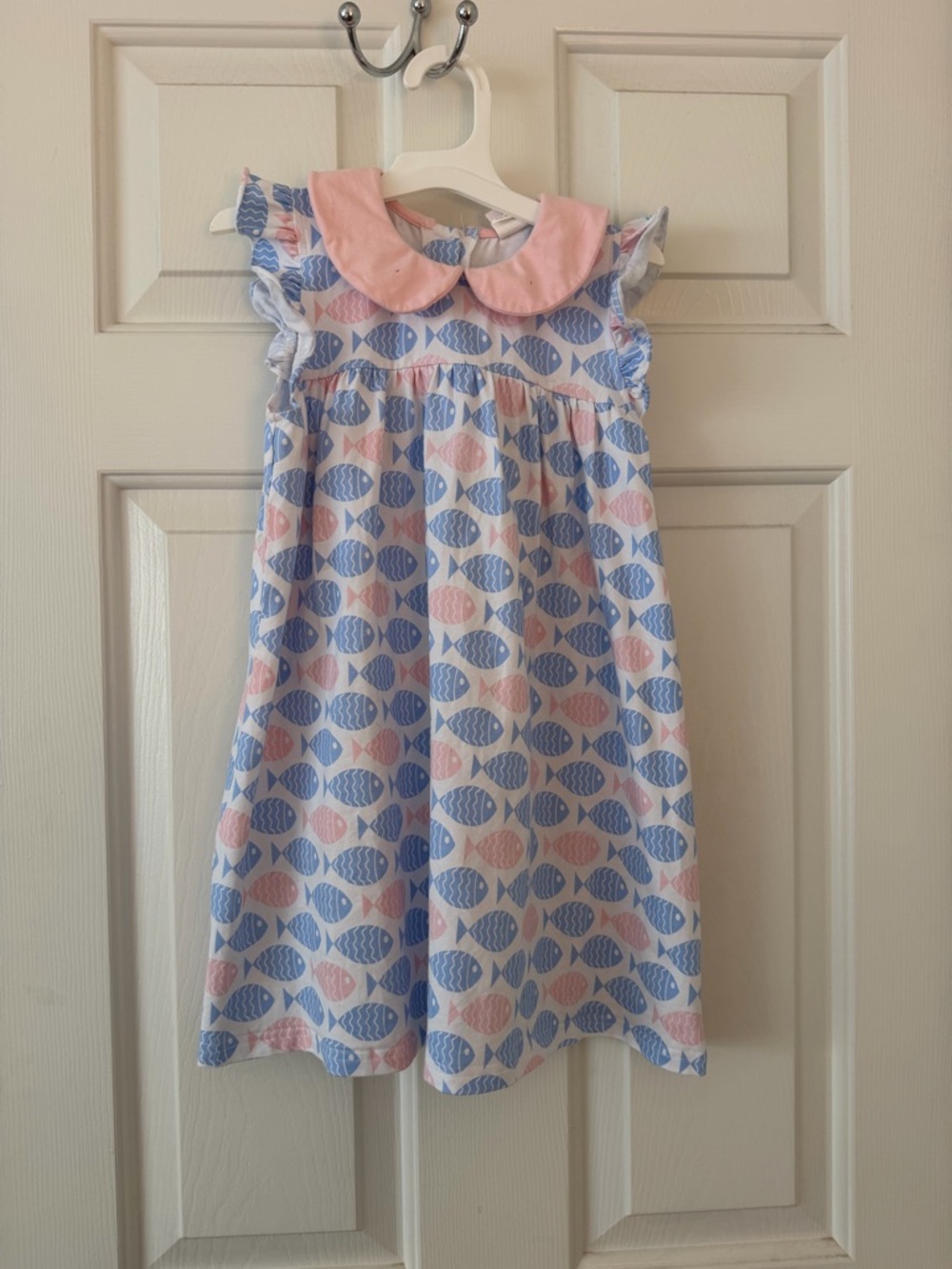 Stitchy Fish Cotton Dress with Fish Print